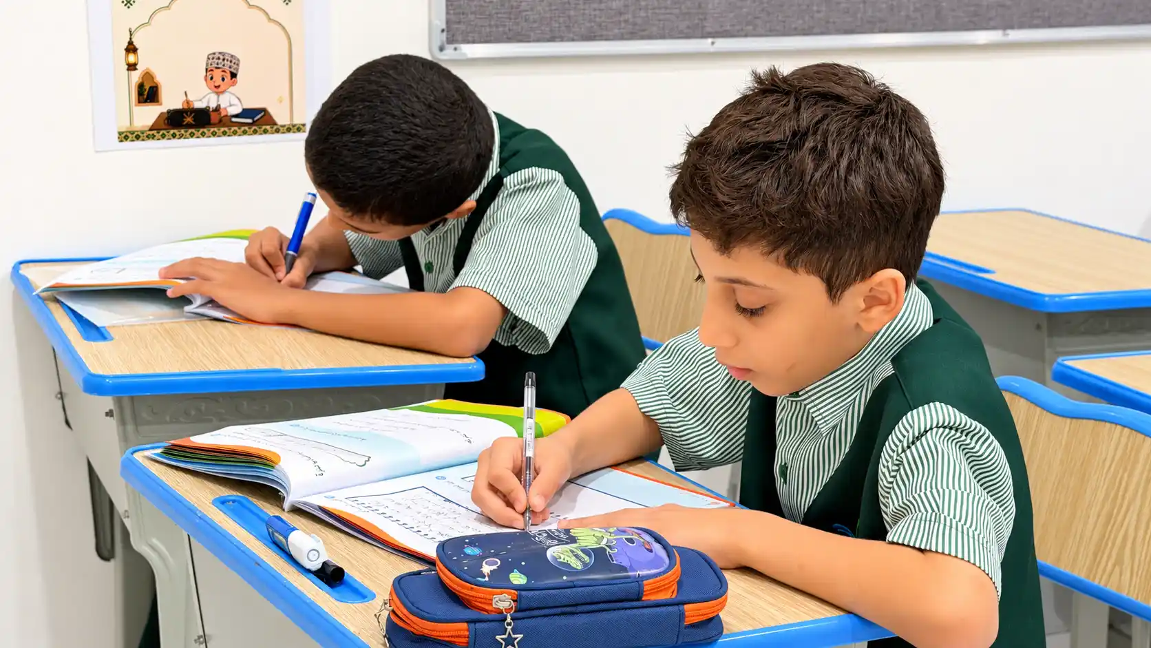 A.F.S Grade 3 pupils writing in their workbooks