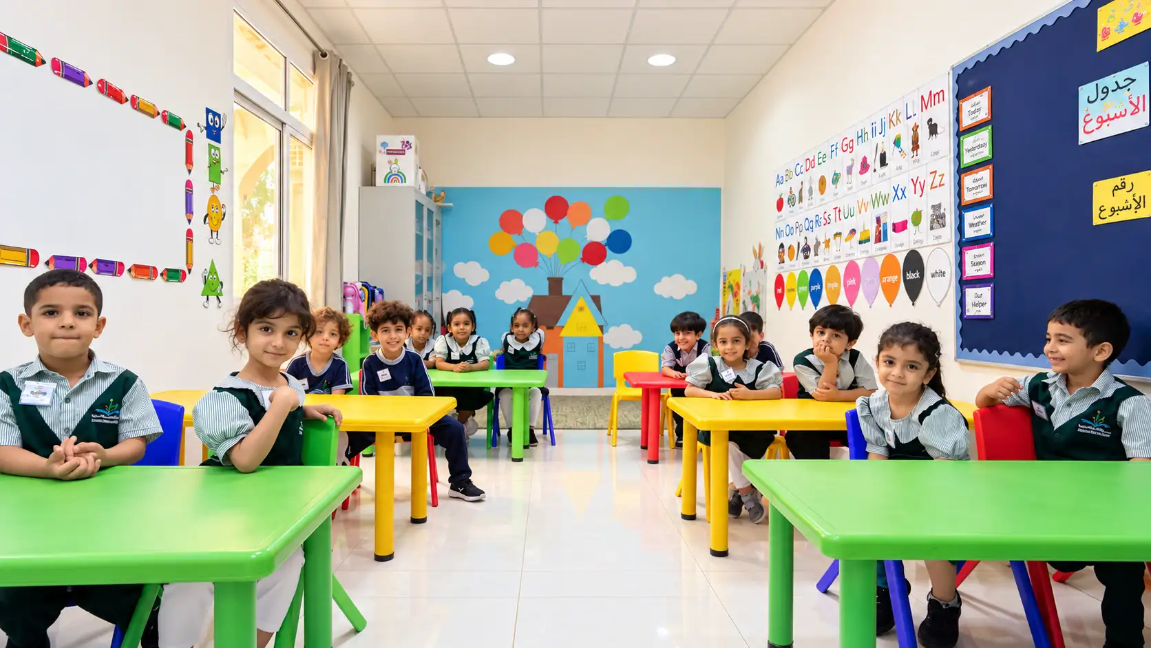 طلبة يتعلّمون داخل أحد صفوف مدرسة الفصاحة الخاصة