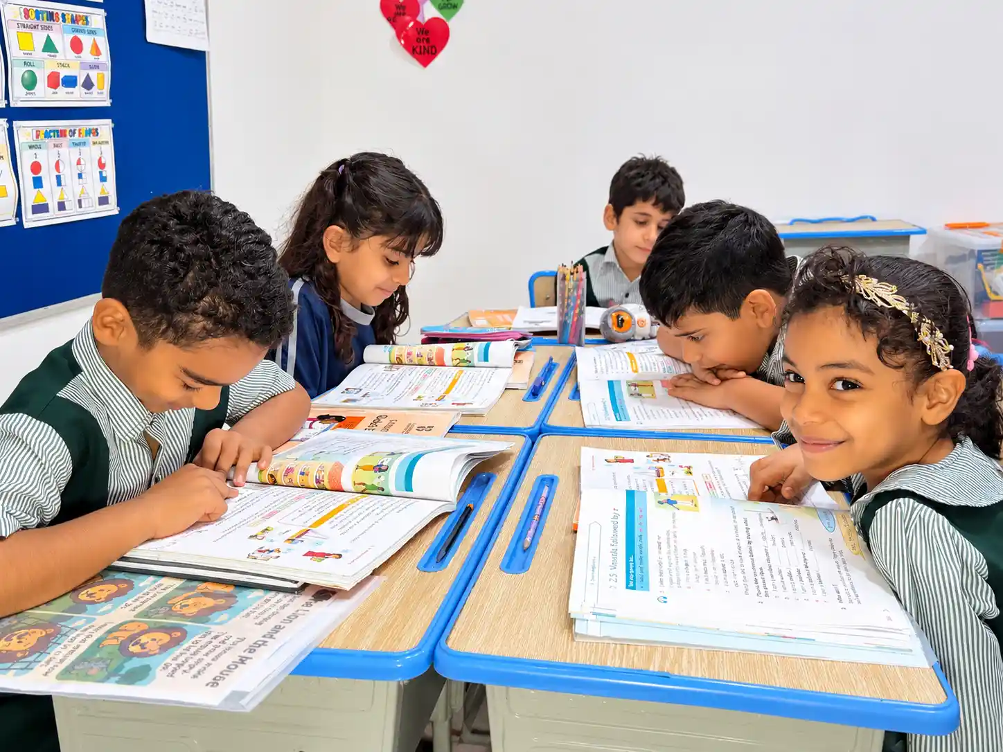 Child exploring learning materials